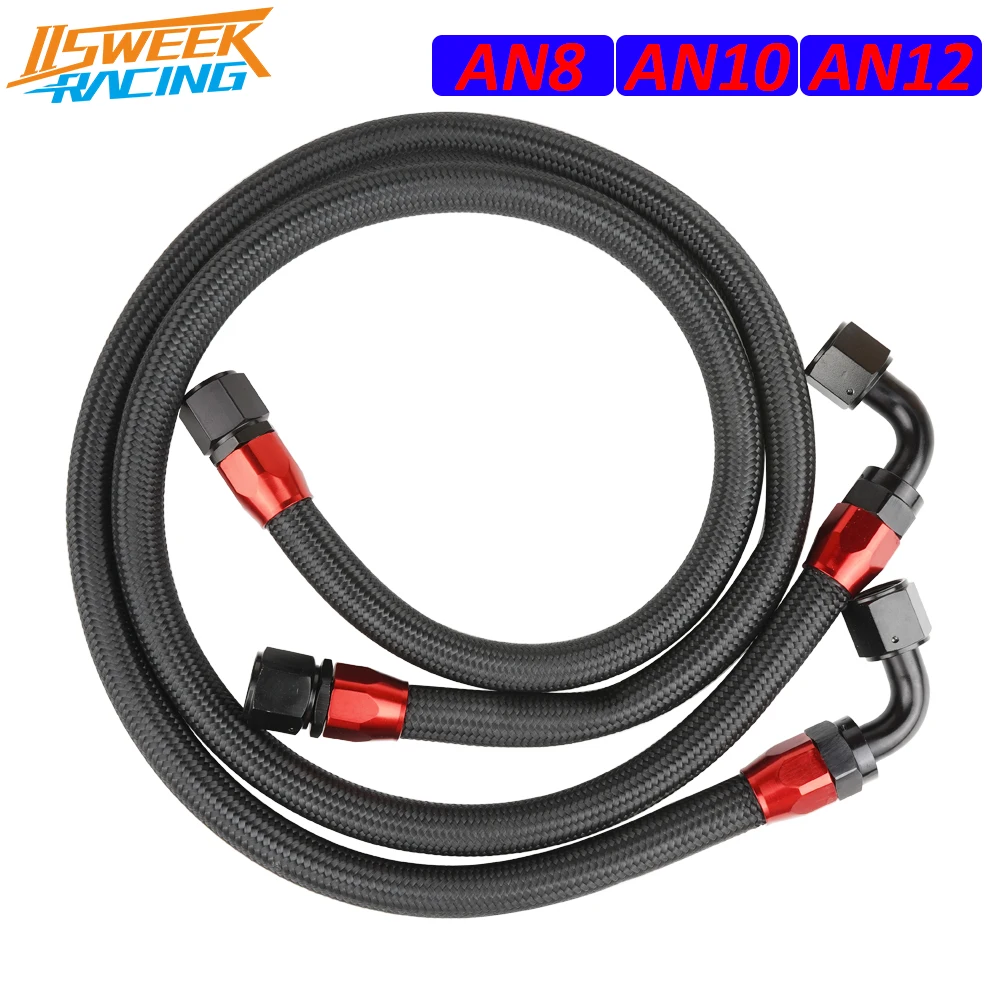 Universal An8/10/12 Fuel Line Hose Kit 2pcs 1m/3ft Nylon Steel Braided