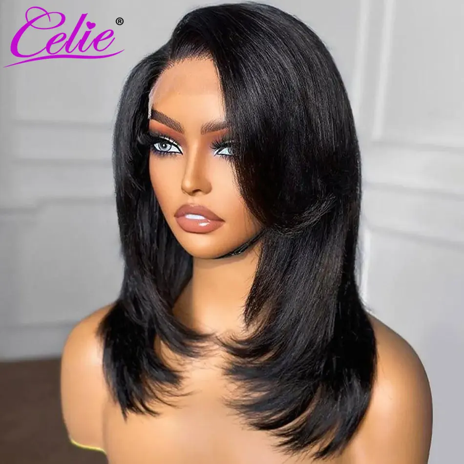 Celie Super Double Drawn Straight Bob Wig With Pop Layers 6&times;5 Wear Go Glueless Wig Short Human Hair
