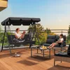 Patio Porch Swing for Adults, 3 Seat Porch Swings with Adjustable Canopy Outside Swing Bench with Removable Cushion, Suitable 6