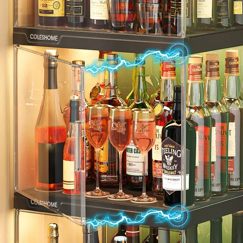 Commercial Storage Wine Cabinets Bar Display Shelf Transparent Acrylic Bar Cabinets Living Room Against The Wall Display Cabinet