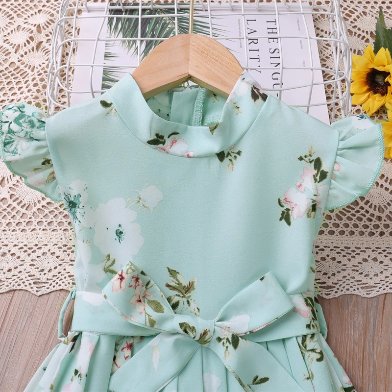 Humor Bär 2023 Mädchen Sommer Fliegen-Ärmel Gedruckt Ärmelloses Prinzessin Kleid Nette Kinder Kinder Kleidung_voghion.com