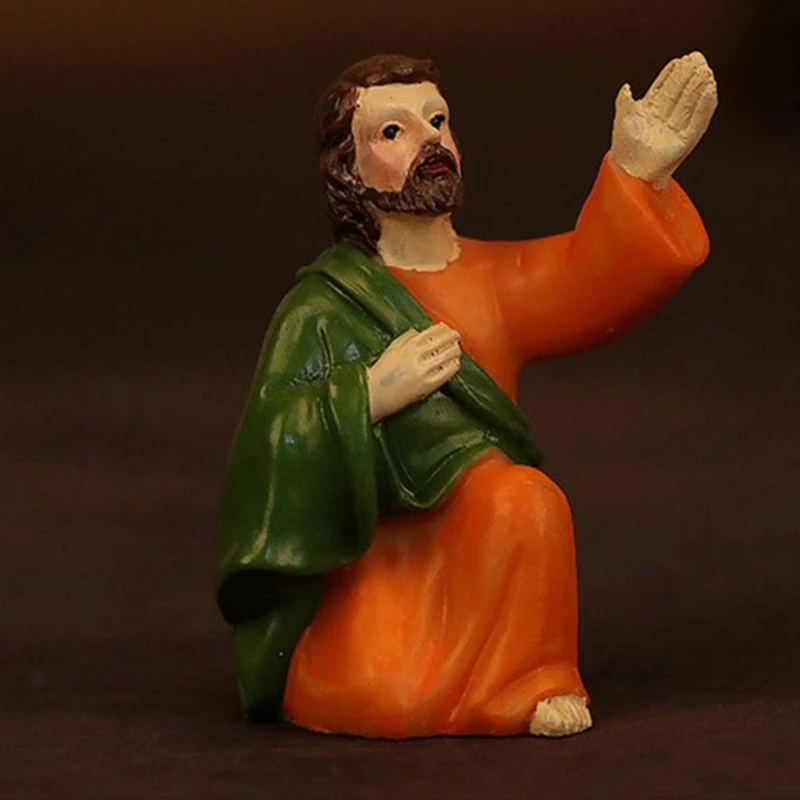 Easters Resurrection Scene Figurines Ornaments Set with LED Light for Festival Tabletop Display Christian Religious Gift 85AD