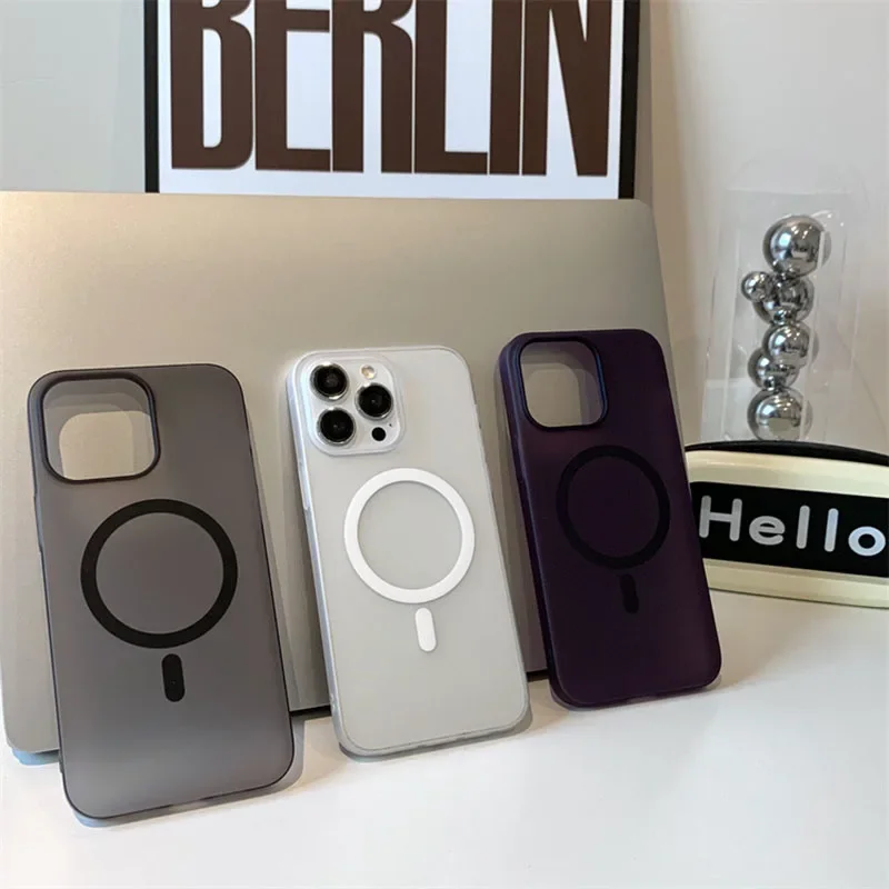 Ultra Thin Matte Magnetic PC Phone Case For iPhone 15 14 Plus 13 12 Pro Max For Magsafe Wireless Charge Shockproof Back Cover