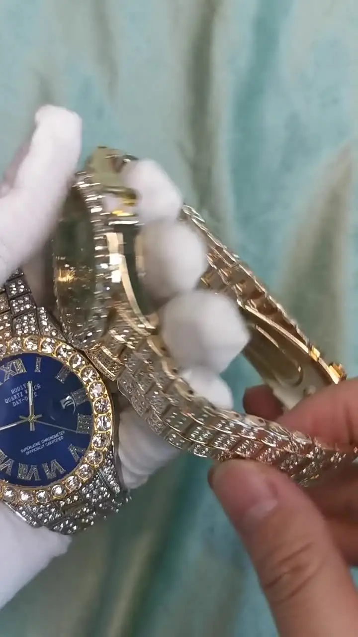 メンズクォーツ時計,ラインストーン付き高級時計,ラウンド時計,ユニ