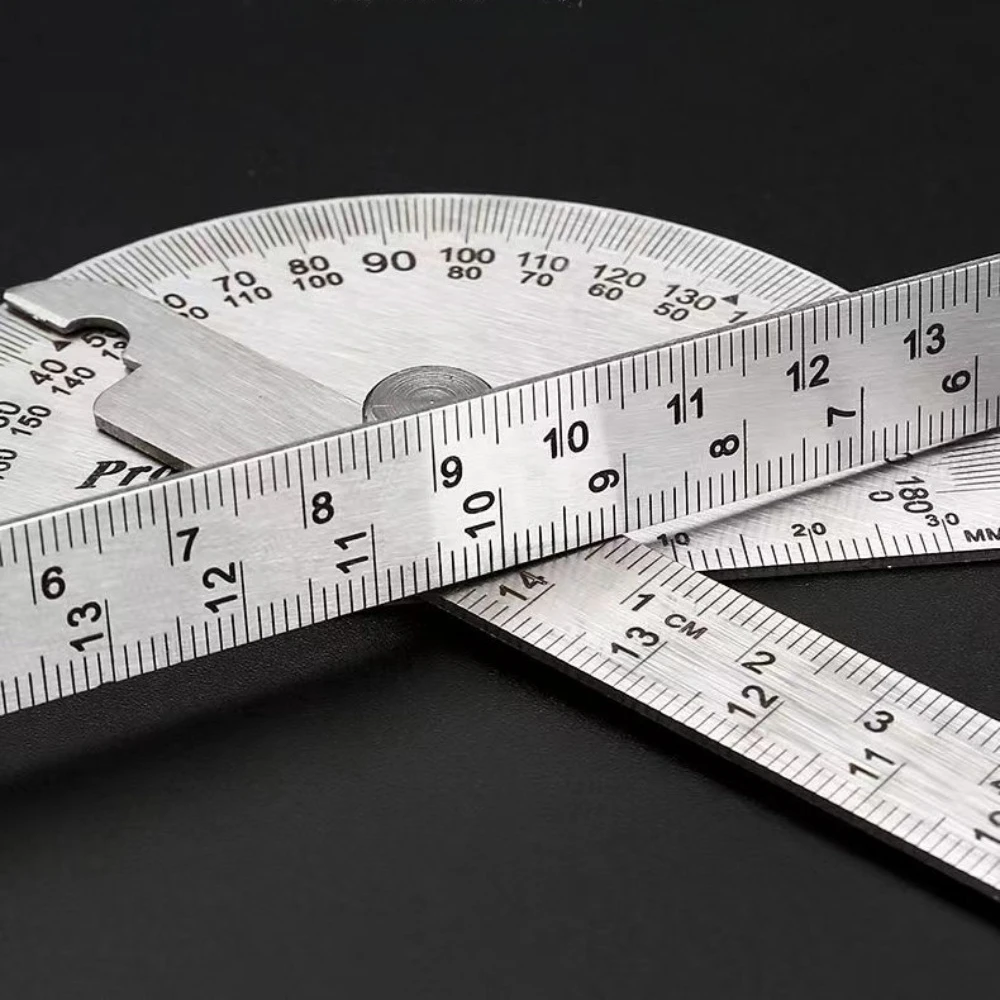 140mm Stainless Steel 180 Protractor Angle Meter Measuring Ruler Rotary Mechanic Tool Ruler Protractor