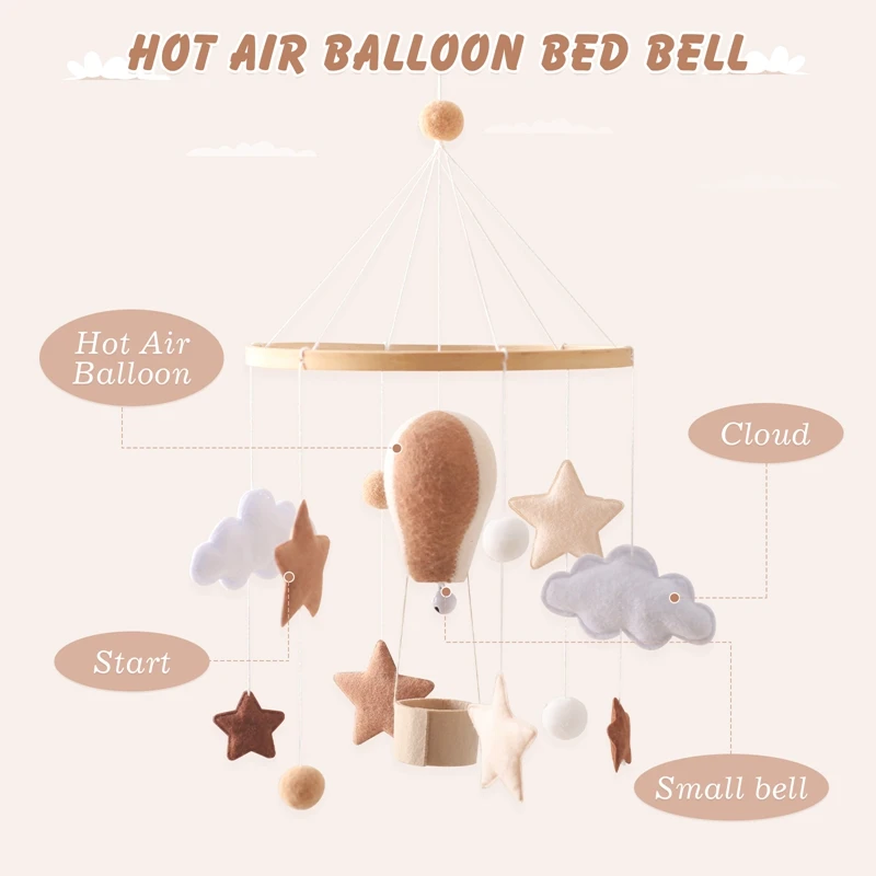 Baby Rattle Toys Baby Rattles Toys 0-12 Months Musical Newborn Hot Air Balloon Crib Bed Bell Mobile