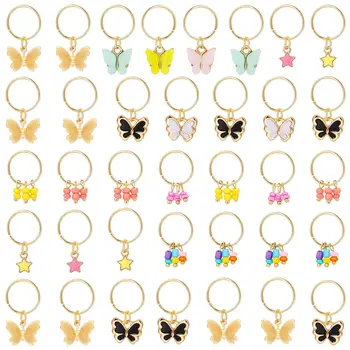 18pcs Mixed Butterfly Star Hair Braid Beads Dreadlock Beads Ring Braiding Hair Bohemian Braid Hair Styling Tool Accessories 1