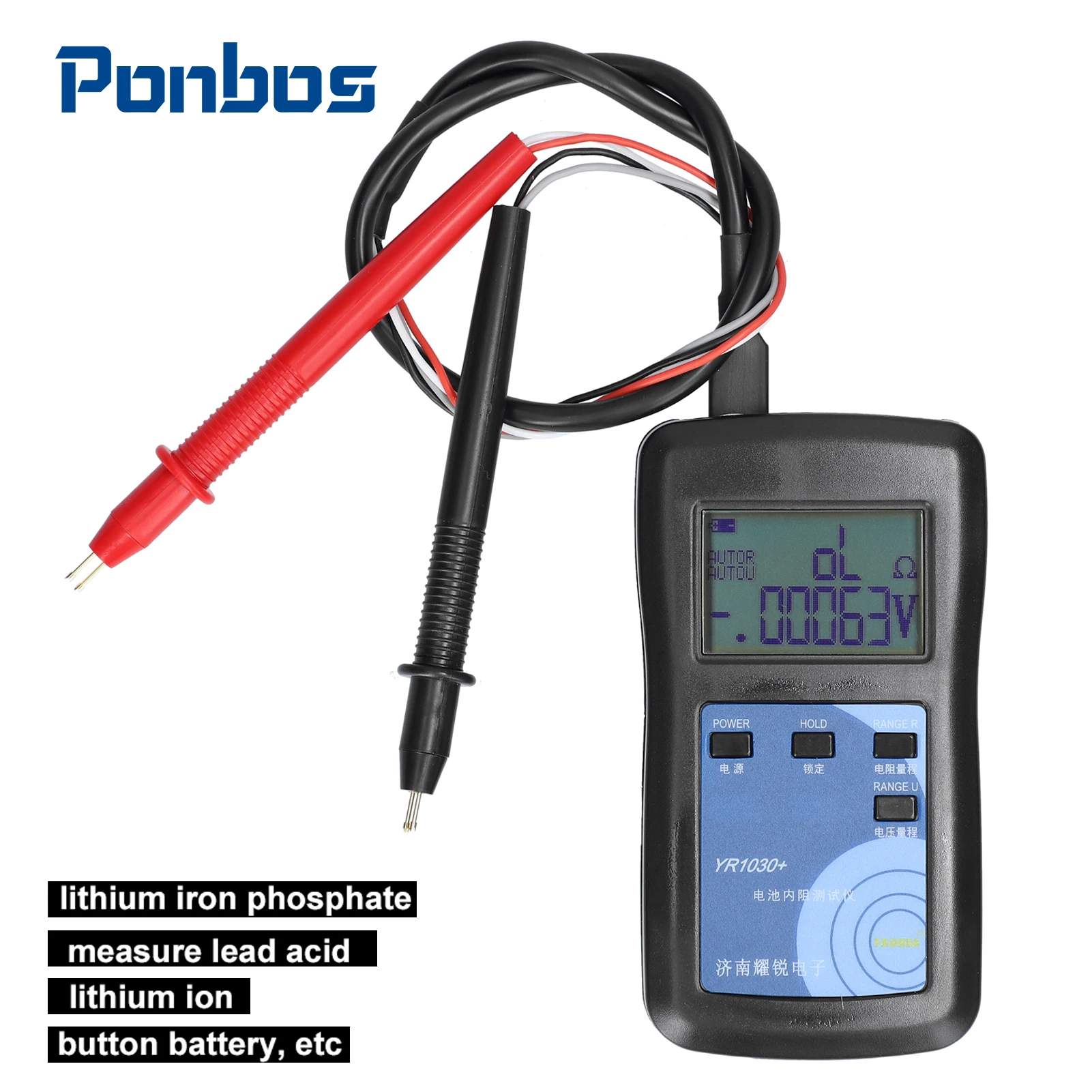 

YR1030+ High Accurancy USB Lithium Battery Tester Monitor True 4-wire Automotive Battery Internal Resistance Test