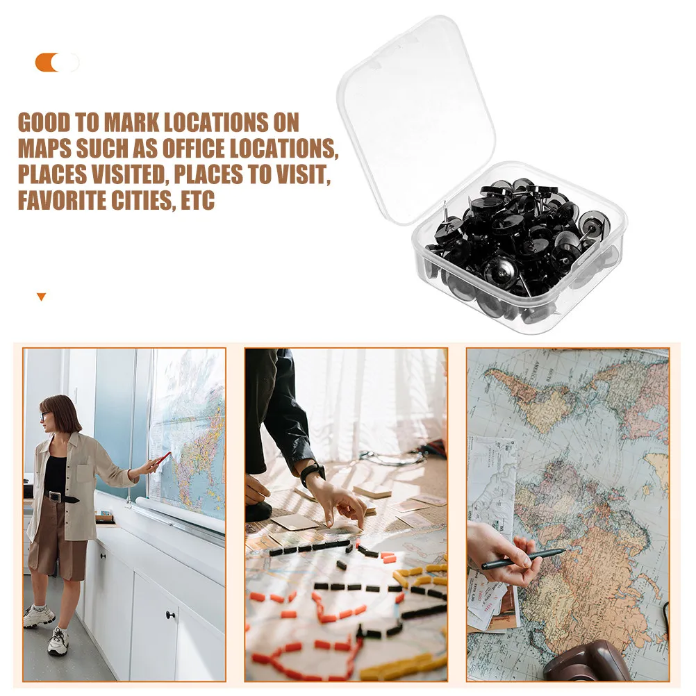 3박스 플랫 헤드 썸 탭스 메탈 플라스틱 푸시핀, 게시판, 코르크보드, 사진 벽, 지도, 사무실, 학습용, 장