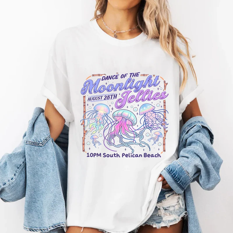 Dance of The Moonlight Jellies T-Shirt für Männer und Frauen, Stardew Valley T-Shirt, lässiges Baumwoll-T-Shirt mit Rundhalsausschnitt, bedruckte T-Shirt-Kleidung