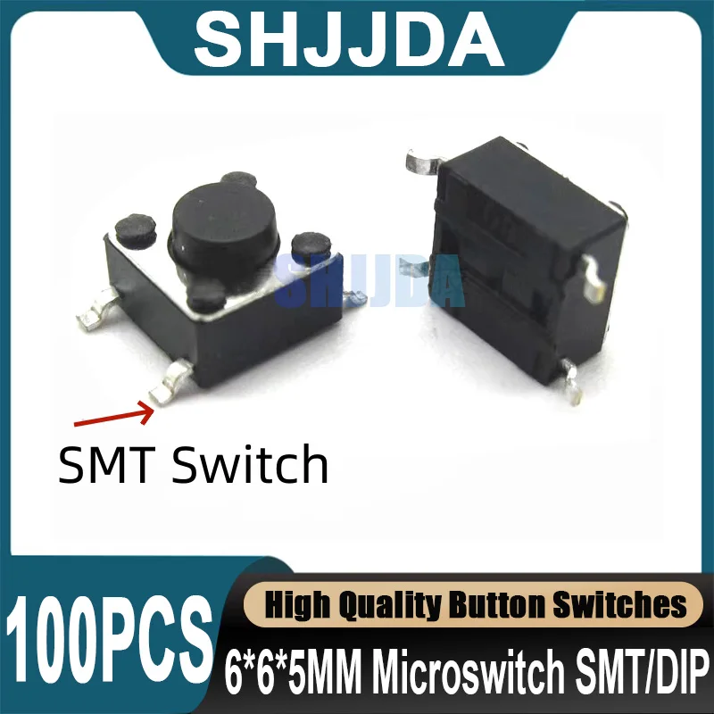 100Pcs 6x6x5mm Microswitch Key Switch 4 PIN For 6*6*5mm Light Touch Switch Button Electromagnetic Furnace Micro