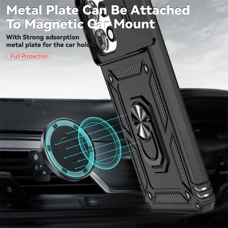 Full Cover Magnetic Phone Holder Case with Push Window Feature