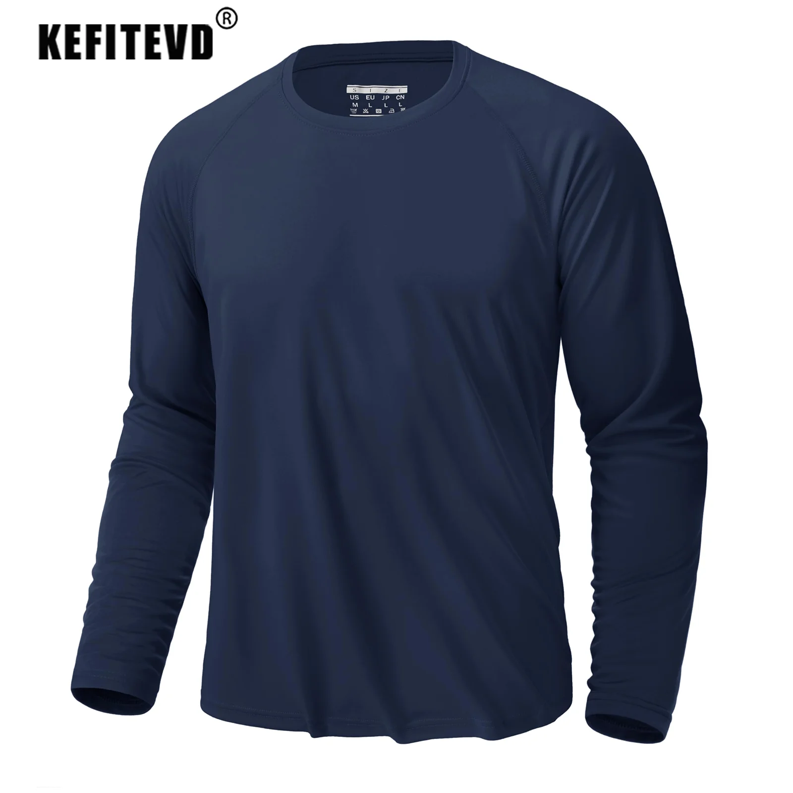 KEFITEVD Men's UV Sun Protection UPF 50+ T Shirts Long Sleeve Rash Guard Workout Quick Dry Shirts for Hiking Fishing Swimming