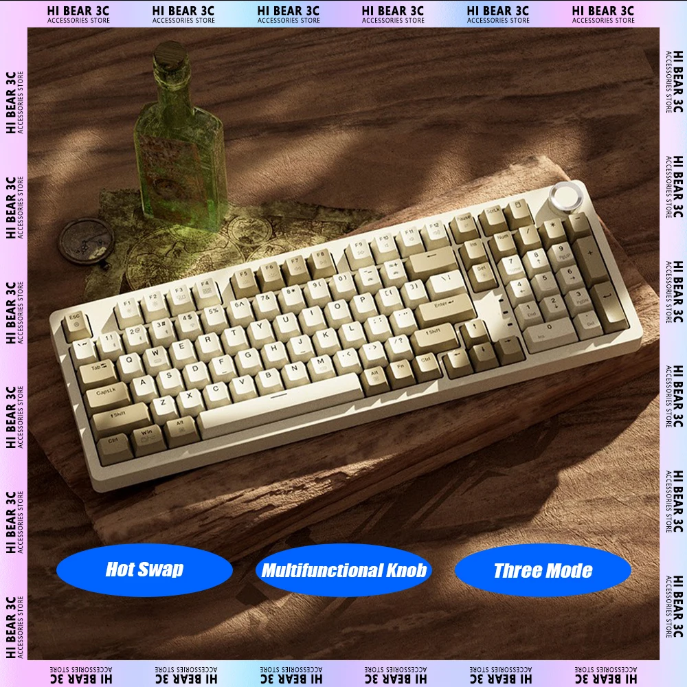 

jamesdonkey RS2 Mechanical Keyboard Multifunctional Knob Three Mode Hot Swap Wireless Gaming Keyboard 99 Keys Gasket Gamer Mac