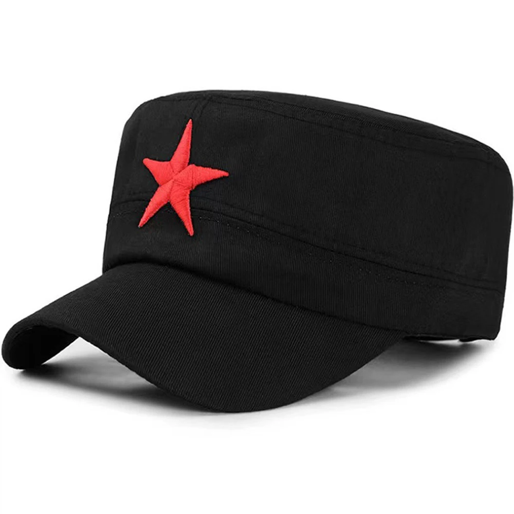 Classic Men Hats Unisex Flat Baseball Cap Camouflage Fishing Hat Peaked Cap Fashion Soldier Hat with Red Star