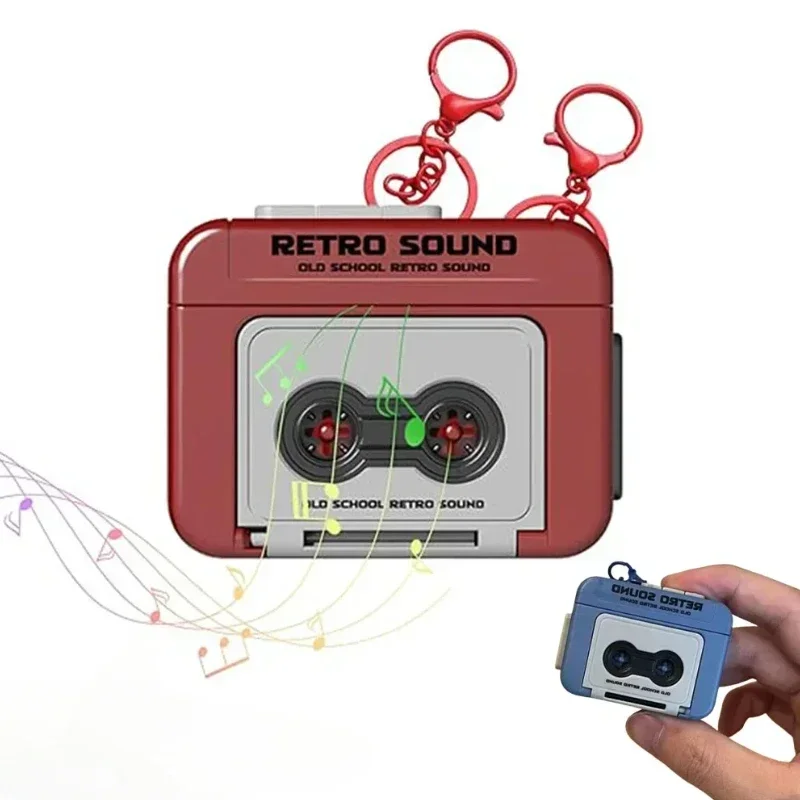 Vintage Tape Recorder Couple Gift Keychain Mini Recordable Mini Retro Cassette Recorder Classic Fun Red and Blue Couple Gifts