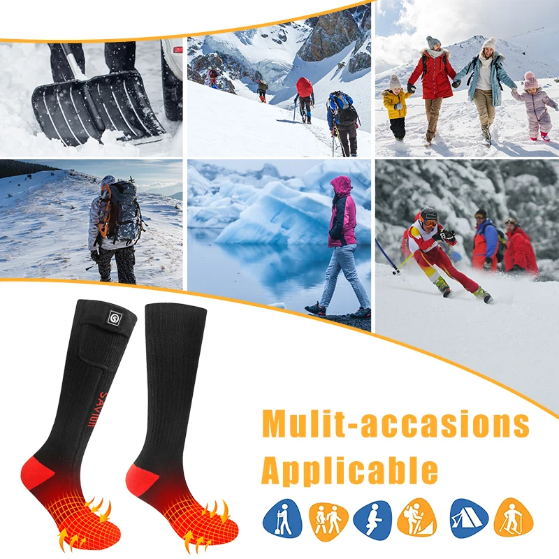 Winter Electric Heated Socks With Rechargeable Battery Powered 3 Heating Settings Thermal Socks For Men Women