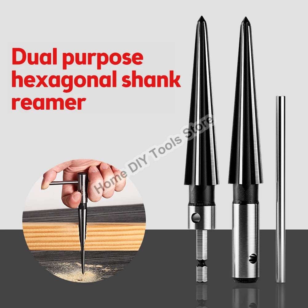 Electric Flute T Handle Tapered Reamer Tool - 6-Flute Chamfering Reamer 3-13mm 5-16mm 5-22mm Woodworking Hole Expanding Reamer