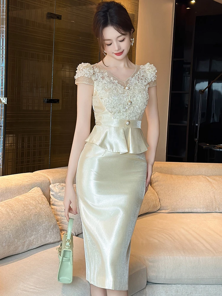 Summer Fake 2 Piece Business Formal Evening Dress Women Clothes Mujer Elegant Luxury Sweet Short Sleeve Slim Party Gown Vestidos - AliExpress 200000345 Summer Fake 2 Piece Business Formal Evening Dress Women Clothes Mujer Elegant Luxury Sweet Short Sleeve Slim Party Gown Vestidos - AliExpress 200000345