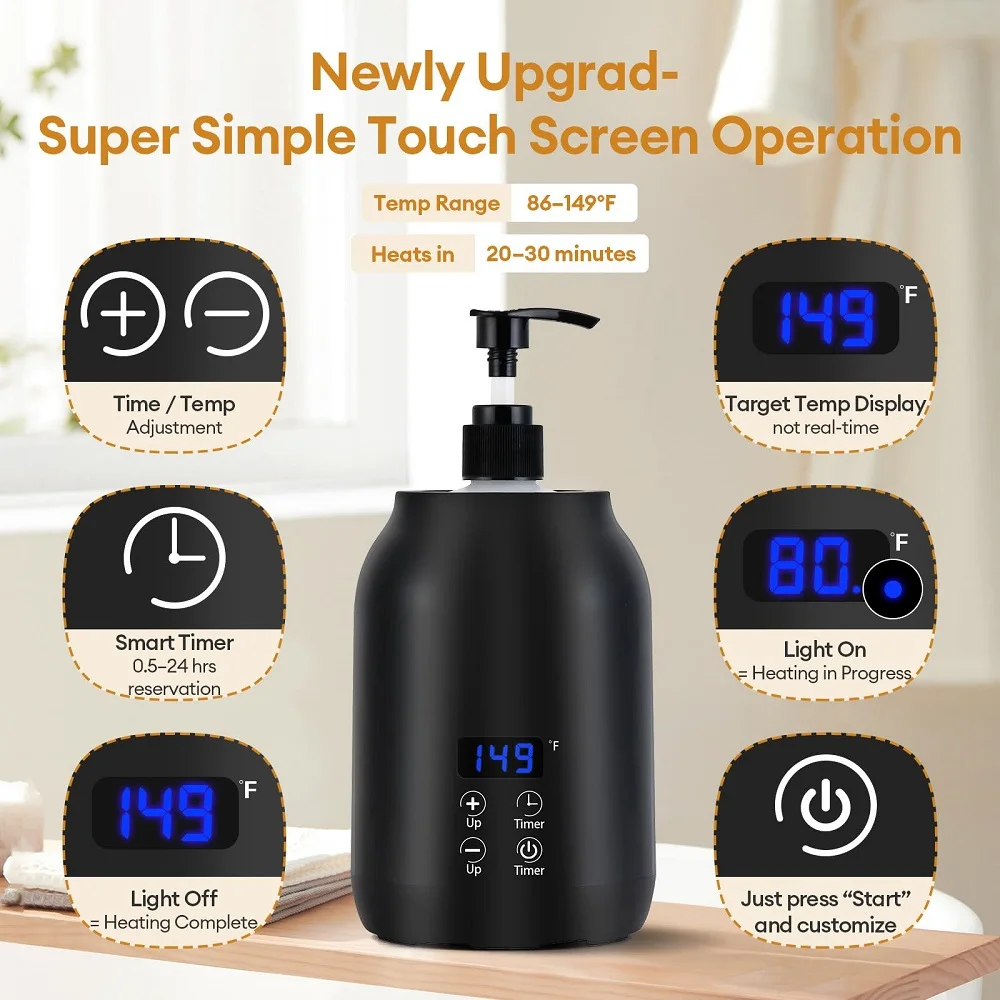 Essential Oil Heater LED Display Temperature Adjust Single Massage Oil Bottle Warmer Massage Oil Heater