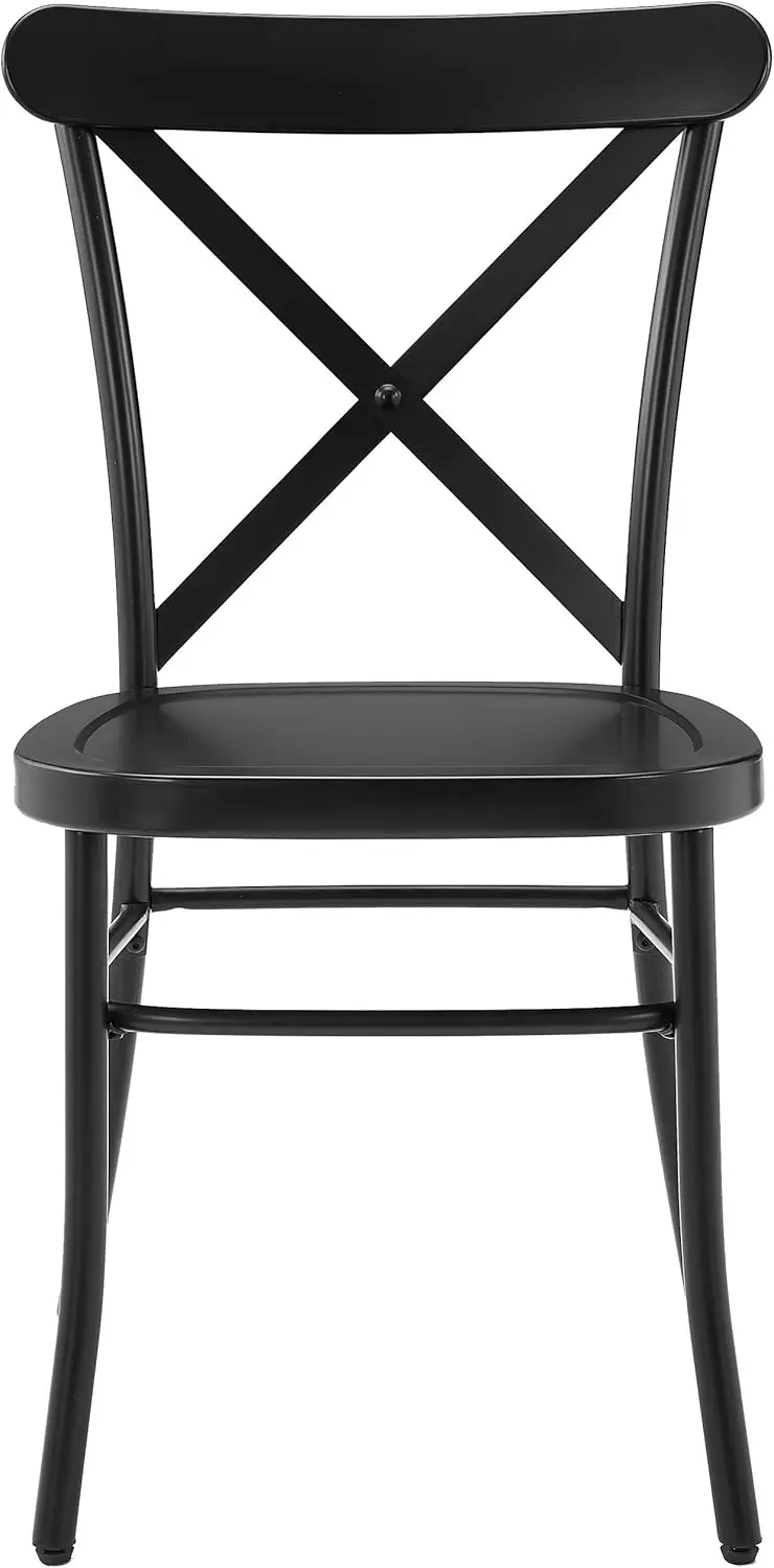 Furniture Camille Metal X Back Caf&eacute; Dining Chairs Set of 2, Matte Black