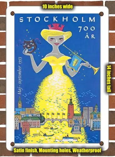 Металлическая вывеска-1953 Стокгольм 700 год годовщины-10x14 дюймов