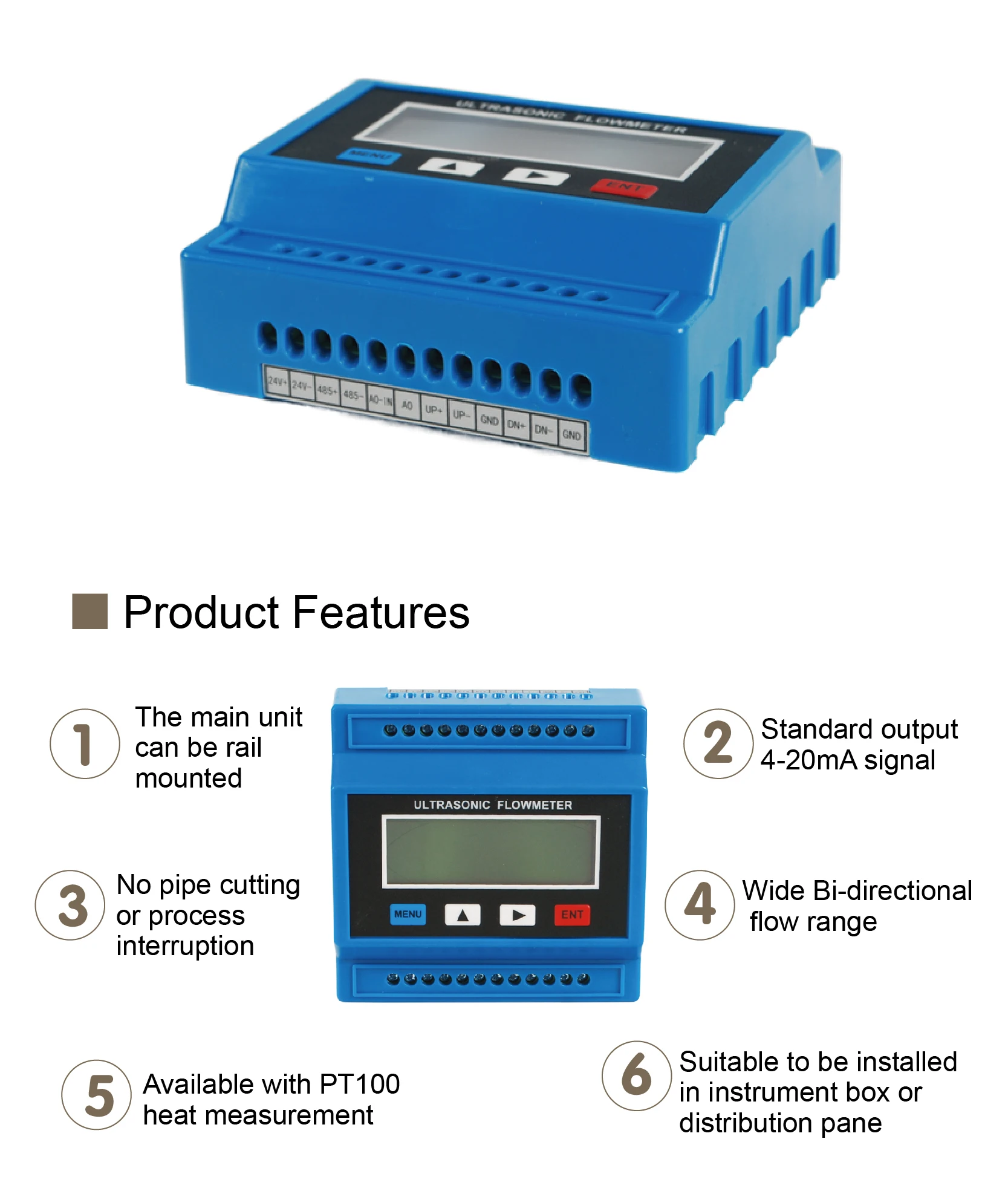 Clamp-on Ultrasonic Flow Meter TUF-2000M Non-invasive Digital Water Flow Meter f