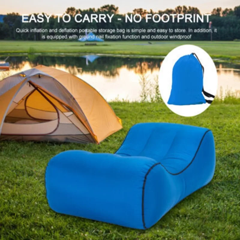 

Air Sofa Stools Inflatable Bed Outdoor Lazy Couch Single Lunch Portable Recliner Travel Hiking Garden Lounger Load 200kg