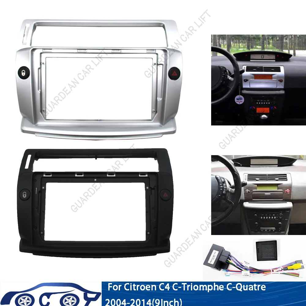 

9"Car Fascia Radio Panel DVD Panel Dash Kit Install Adapter Console Frame Bezel For Citroen C4 C-Triomphe C-Quatre 2004-2014 DVD