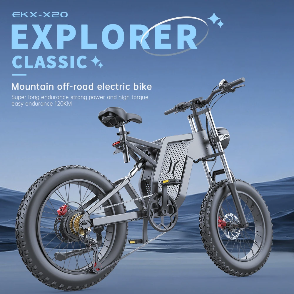EKX X20 전기 자전거 20 인치 4.0 지방 설원 타이어 산 오토바이 자전거 35AH 전기 자전거 망 도로 EBike 성인 전자 자전거