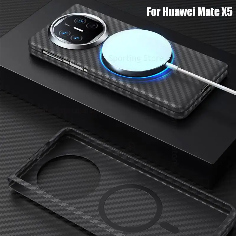 

Capa For Huawei Mate X5 5G For Magsafe Carbon Fiber Phone Case Funda For Mate X5 ALT-AL10 Wireless Charging Magsafing Flip Cover