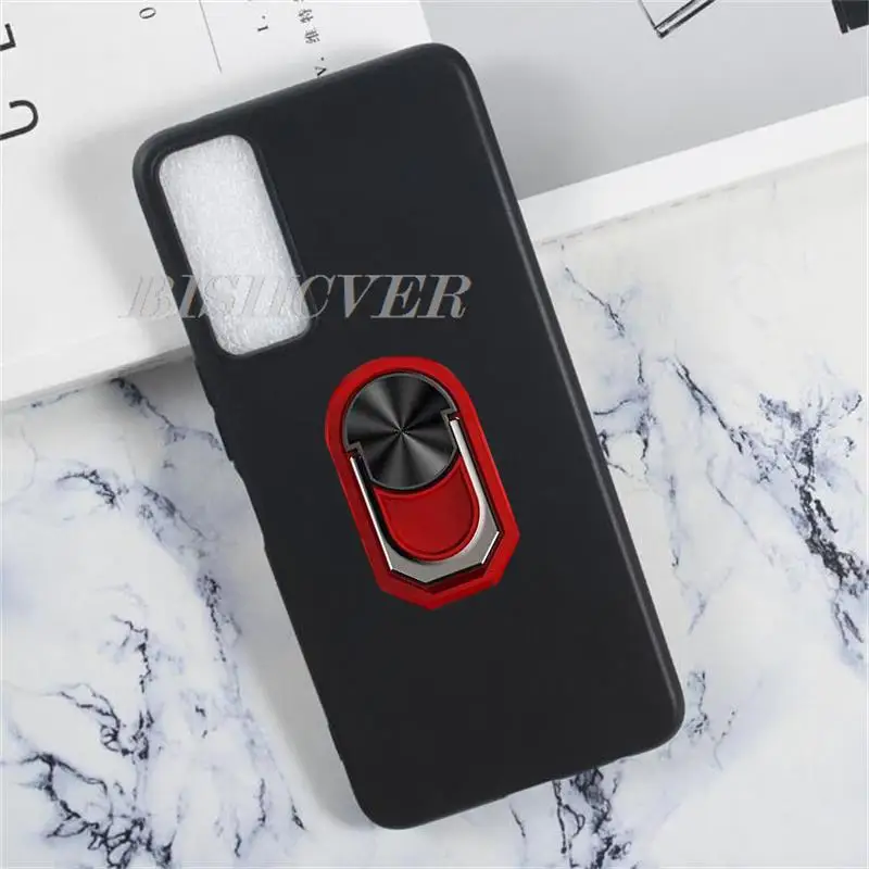 TCL 30+ 5G Phone Case with Back Ring Holder - Soft TPU Silicone Cover