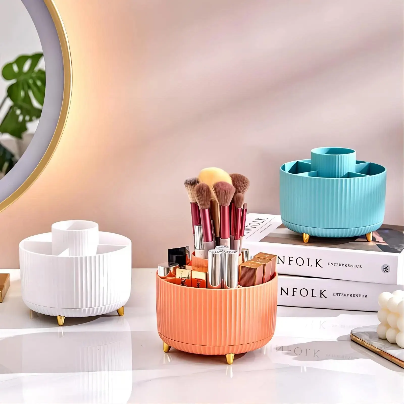 360 Rotating Makeup Organizer Desktop Cosmetic Storage Box Portable Lipstick Eyeliner Holder