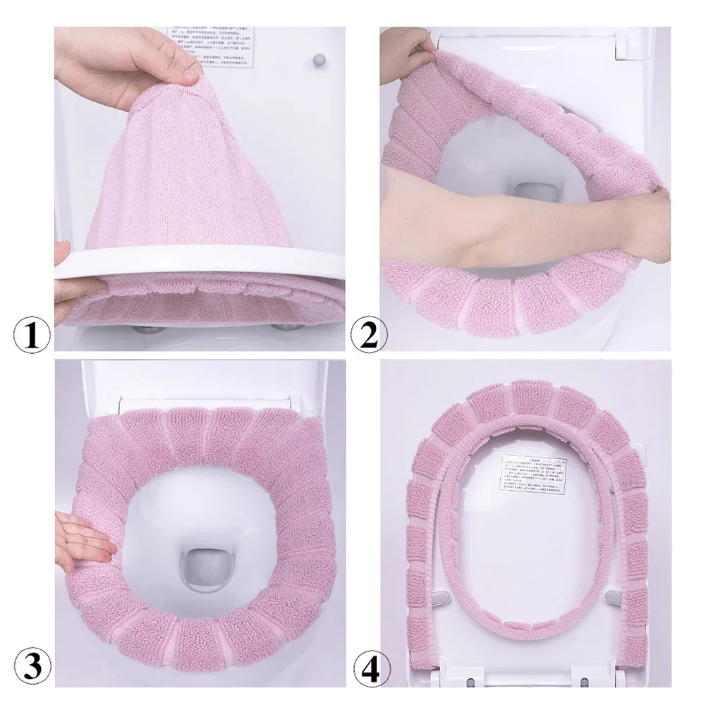 Universal Toilet Seat Cover with Handle Closetool Mat Winter Warm Soft Washable Bathroom Toilet Pad Cushion Warmer Accessories