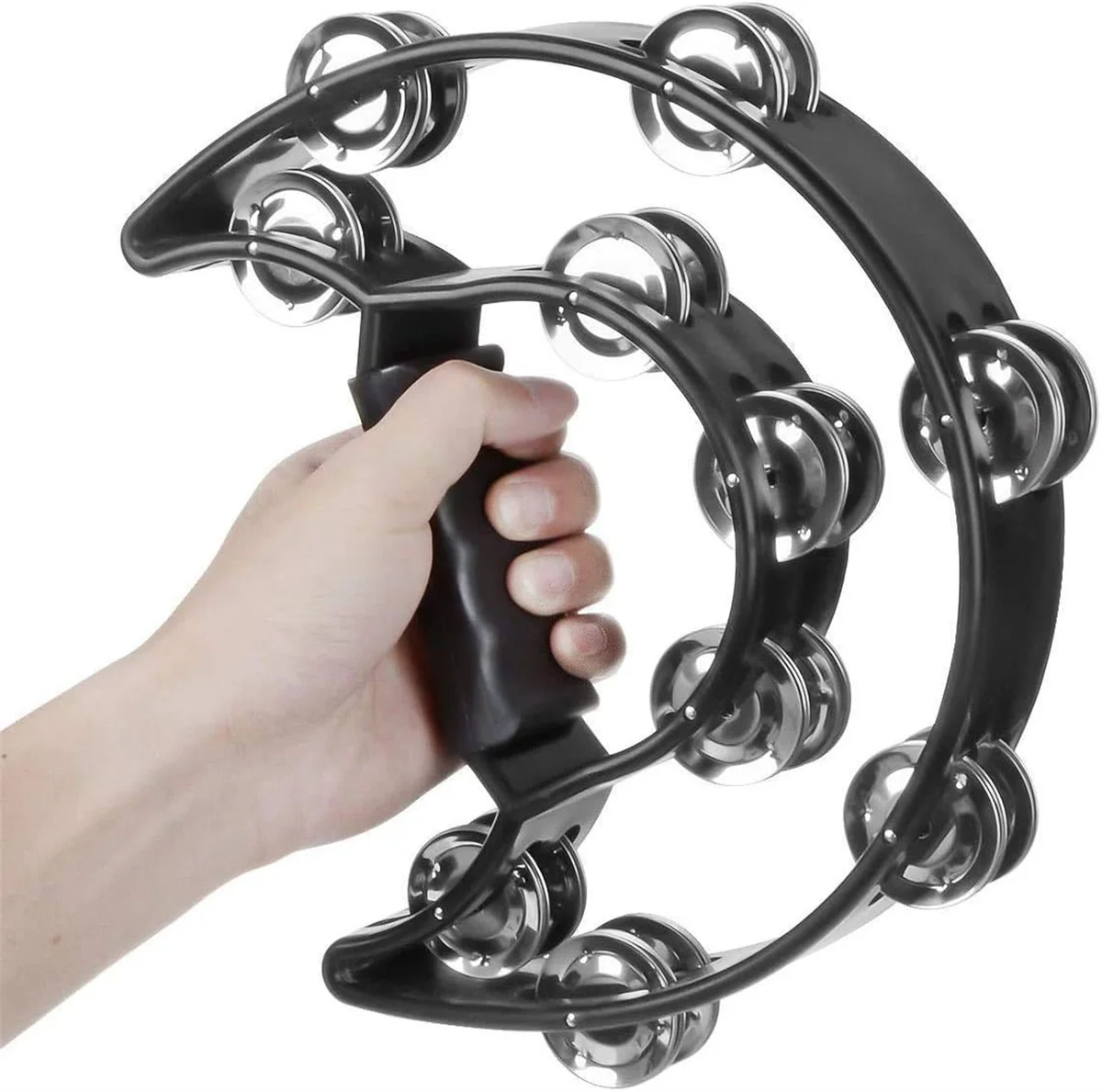 Tamburin Doppelhandglocke Runde Percussion Zweireihig Handbe Tamburin Percussion Orff Instrument Musikspielzeug – Detail 34