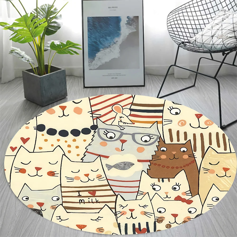 

CLOOCL Fashion Round Carpet Cartoon Animals Cats 3D Printed Floor Mats Carpets for Living Room Area Rugs Alfombras Para Sala