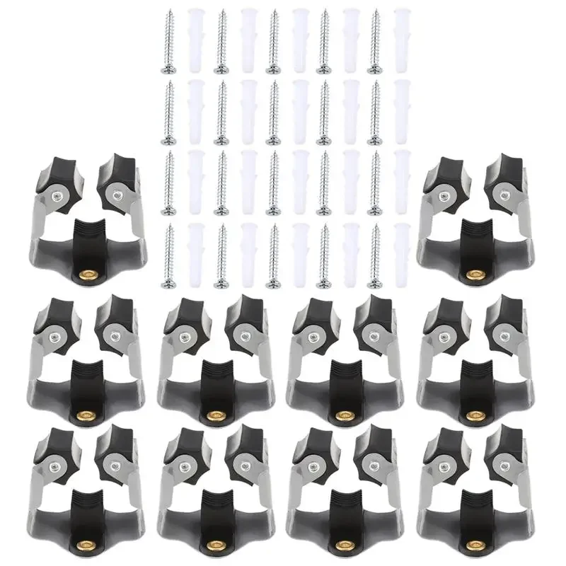 Wall Mounted Organizer 10pcs Broom Hanger Mop and Broom Holder Organizer Grip Clips Wall Mounted Garden Storage Rack with Screws Office Kitchen