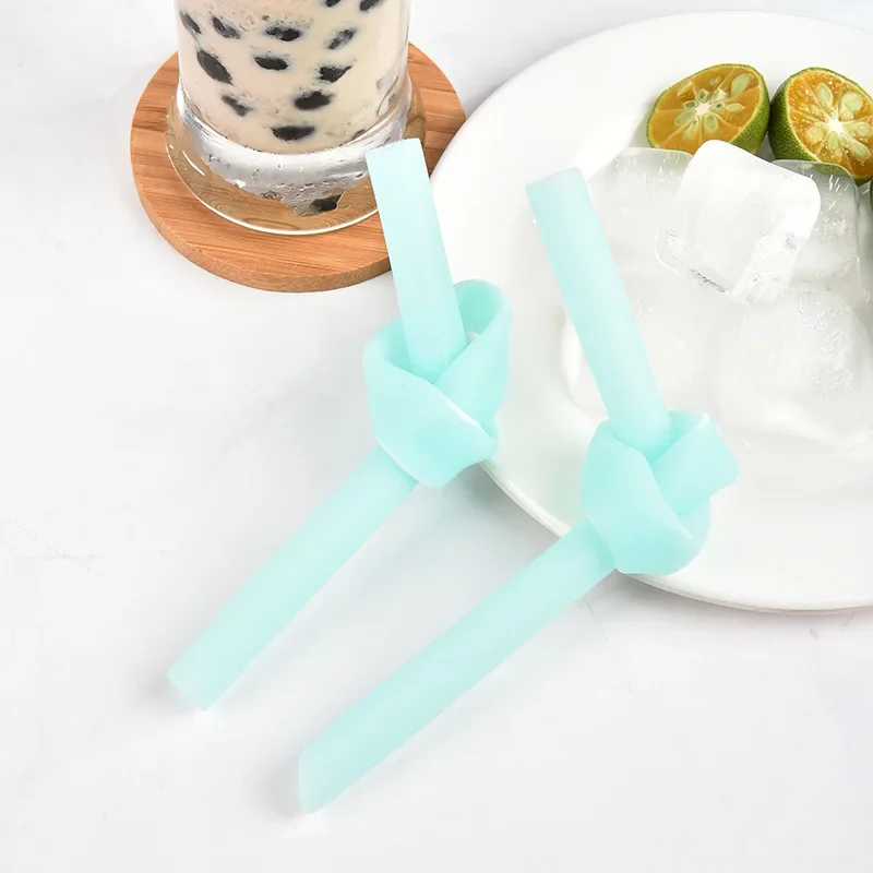 Reusable Silicone Drinking Straws with Cleaning Brushes - Foldable and Flexible Kitchen and Party Accessories