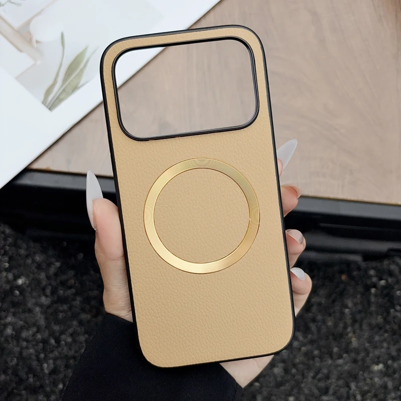 Premium Lichee Pattern PU Leather Magnetic Phone Case - Anti-Fall Protection