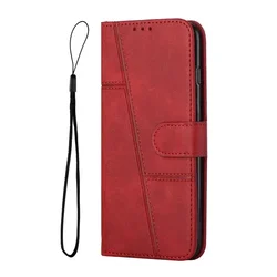 Leather Flip Phone Case with Magnetic Stand and Wallet Feature for Honor X6A (Red)