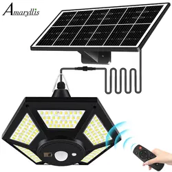 Solar Shed Light: Outdoor & Indoor Waterproof Pendant with Motion Sensor & Timer for Garden, Patio, Gazebo, and Coop (Black)