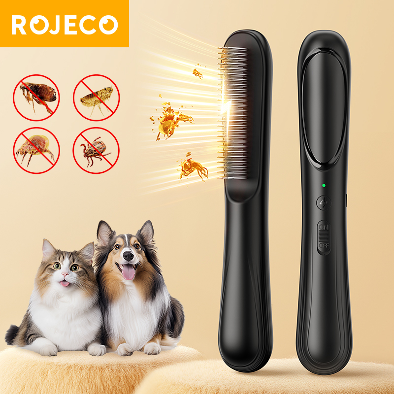 ROJECO Electric Flea Comb Anti Lice Grabber Brush Waterproof Flea Removal Killer Brush for Pet Dog Cat Hair Cleaner Accessories