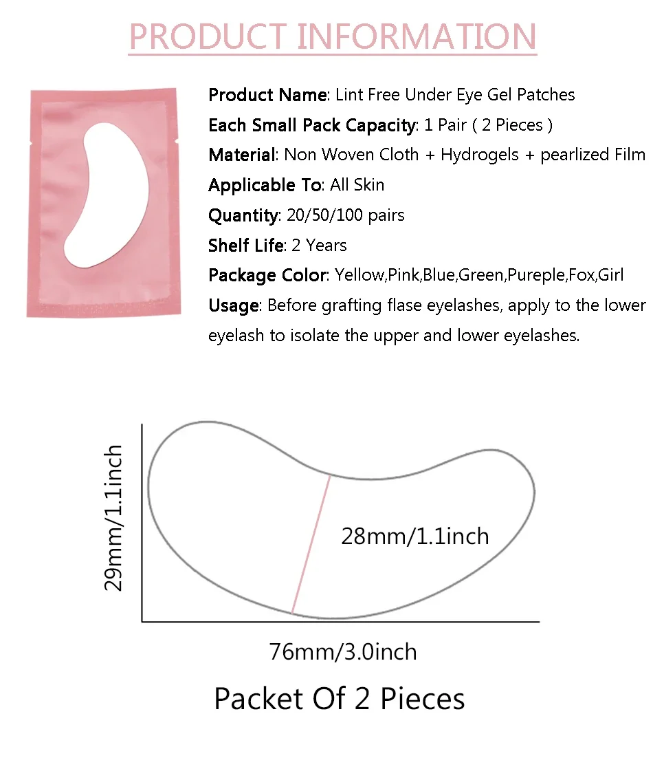20/50/100 Stück Augenpads für Wimpernverlängerung, Unter-Augen-Pads, Make-up-Wimpernpads, Spitzenaufkleber, Pads für Wimpernverlängerung und Make-up – Detail 5