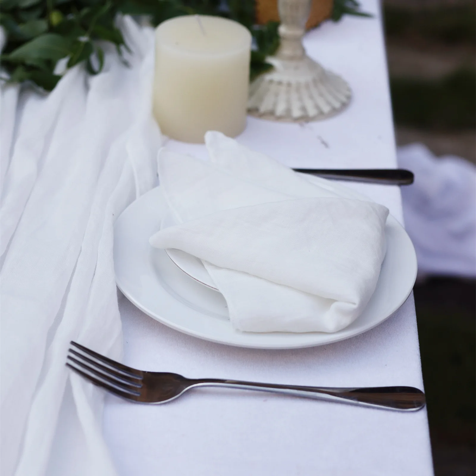 6Pcs 40x40cm Beige and White Napkin Table Decoration Napkins For Everyday Use