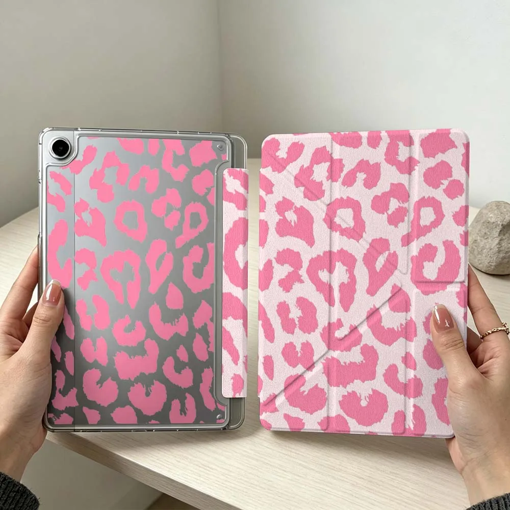 Artistic Pink Cheetah Print Soft Foldable Tablet Case