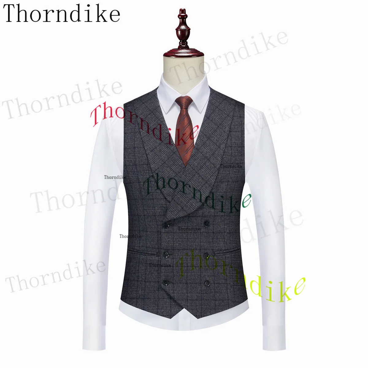Thorndike 2023 Classic Glen Plaid 3 Piece Vintage Men Suits Winter Jacket Vest Pants Tailor-Made Business Office Wedding 4