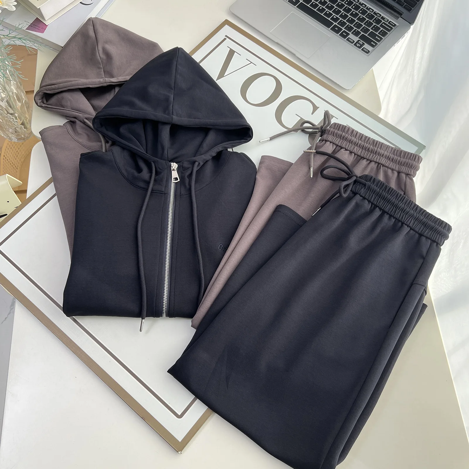 XXXXL Fashion Plus Size Women's Set Autumn New Clothing Casual Hooded Zipper Jacket And Skirt Two Pieces Set