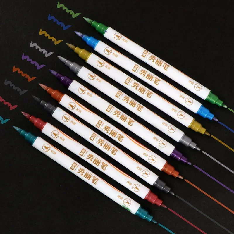 Paint Marker Pen 10 Colors/Set Brush Metallic Paint Marker Pen Art Marker Pen Stationery School Supplies