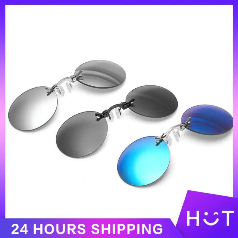 Clip On Nose Glasses Round Rimless Matrix Morpheus Sun Travel Shades Goggles Mini Frameless Vintage Men UV400_voghion.com