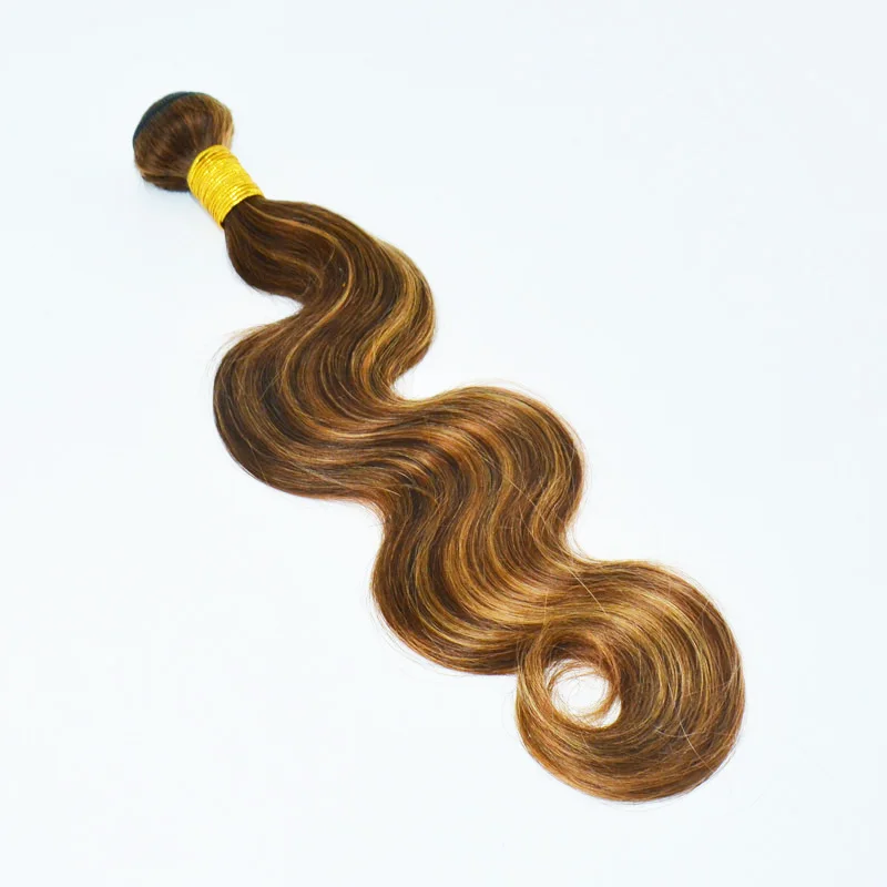 3/4PC P427 Highlight Body Wave Human Hair Bundles Double Weft Hair Extensions 65g/PC Full End Raw Indian 12A Grade